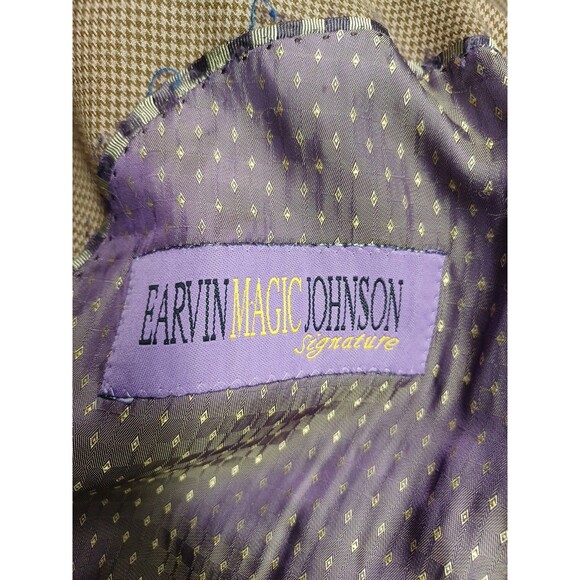 Earvin Magic Johnson Signature Brown Houndstooth Suit Sz 50XL Pants 44XLx34 - Picture 12 of 14